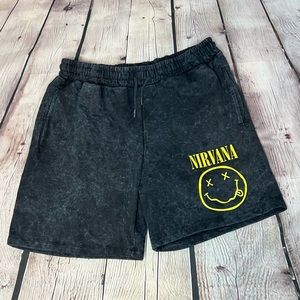 NIRVANA Black and Yellow Athletic Shorts